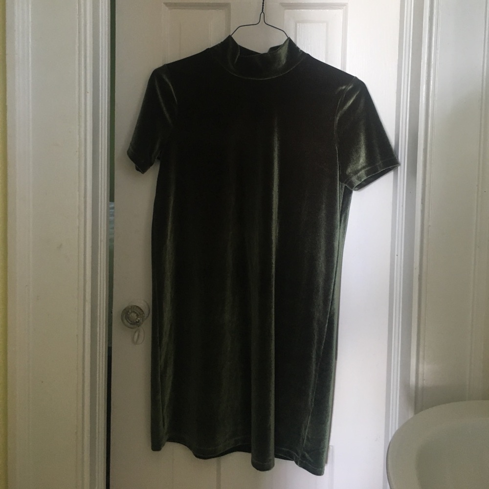 Madewell Green Velour Mockneck Dress NWOT